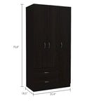 Armoire 3 portes FM Furniture Eureka avec 2 tiroirs, étagères intérieures et tringle