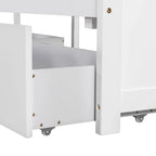 Lit plateforme moderne blanc en forme de L pour deux personnes avec lit gigogne et tiroirs pour chambre à coucher