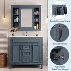 Meuble-lavabo moderne de 36 po avec vasque et armoire à miroir, 2 portes et 2 tiroirs