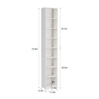 VECELO Armoire de salle de bain étroite de 180 cm de haut, en bois massif, 8 étagères, meuble de rangement autonome