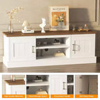 Meuble TV moderne pour téléviseurs de 65 pouces, meuble de rangement rustique avec grands placards, console multimédia pour salon et bureau