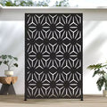 Écran de confidentialité extérieur/intérieur autoportant en tôle galvanisée noire en forme d'étoile 71,37x46,8 pouces, pour la décoration de balcon, terrasse, jardin