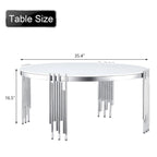 Table basse ronde en verre trempé à 3 niveaux avec plateau rotatif à 360 degrés