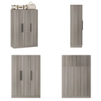 Timechee 47.2 Armoire de rangement pour vêtements avec poignées en bois massif Blanc