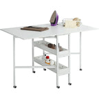 Table artisanale réglable en hauteur avec étagères de rangement, table de coupe pliante mobile pour bureau à domicile, salle de couture, salle d'artisanat