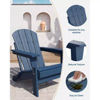 Ensemble de 4 chaises Adirondack pliantes avec 2 tables d'appoint, chaises d'extérieur modernes en HDPE pour patio, terrasse, balcon, jardin