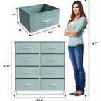 Commode Sorbus 8 tiroirs – Unité de rangement avec cadre en acier, plateau en bois, bacs en tissu – pour chambre à coucher, placard, bureau et plus encore