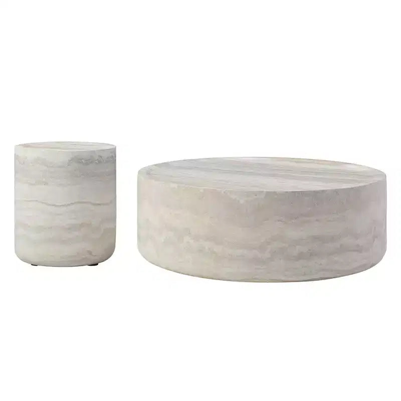 Table Basse Ronde Motif MARS Faux Table de Cocktail Table Centrale Table d'Appoint Table de Chevet - ModernLuxe
