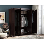 Palace Imports Kyle Armoire 4 portes 100 % en bois massif avec portes en bois massif ou portes miroir