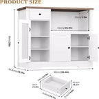 Meuble de rangement pour micro-ondes de cuisine avec 3 portes, 1 tiroir et étagères réglables, Armoire de rangement pour garde-manger