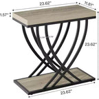 Table d'appoint, bout de canapé étroit à 2 niveaux pour salon, table de chevet industrielle avec structure en métal pour chambre, canapé, petits espaces, gris