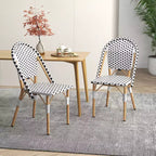 Lot de 4 chaises de bistrot françaises Costway avec rotin tressé à la main et cadre en métal galvanisé pour l'extérieur