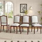 Lot de 4 chaises de salle à manger de style ferme avec dossier haut et assise rembourrée