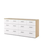 Tvilum, Commode double à 8 tiroirs chêne structure/blanc
