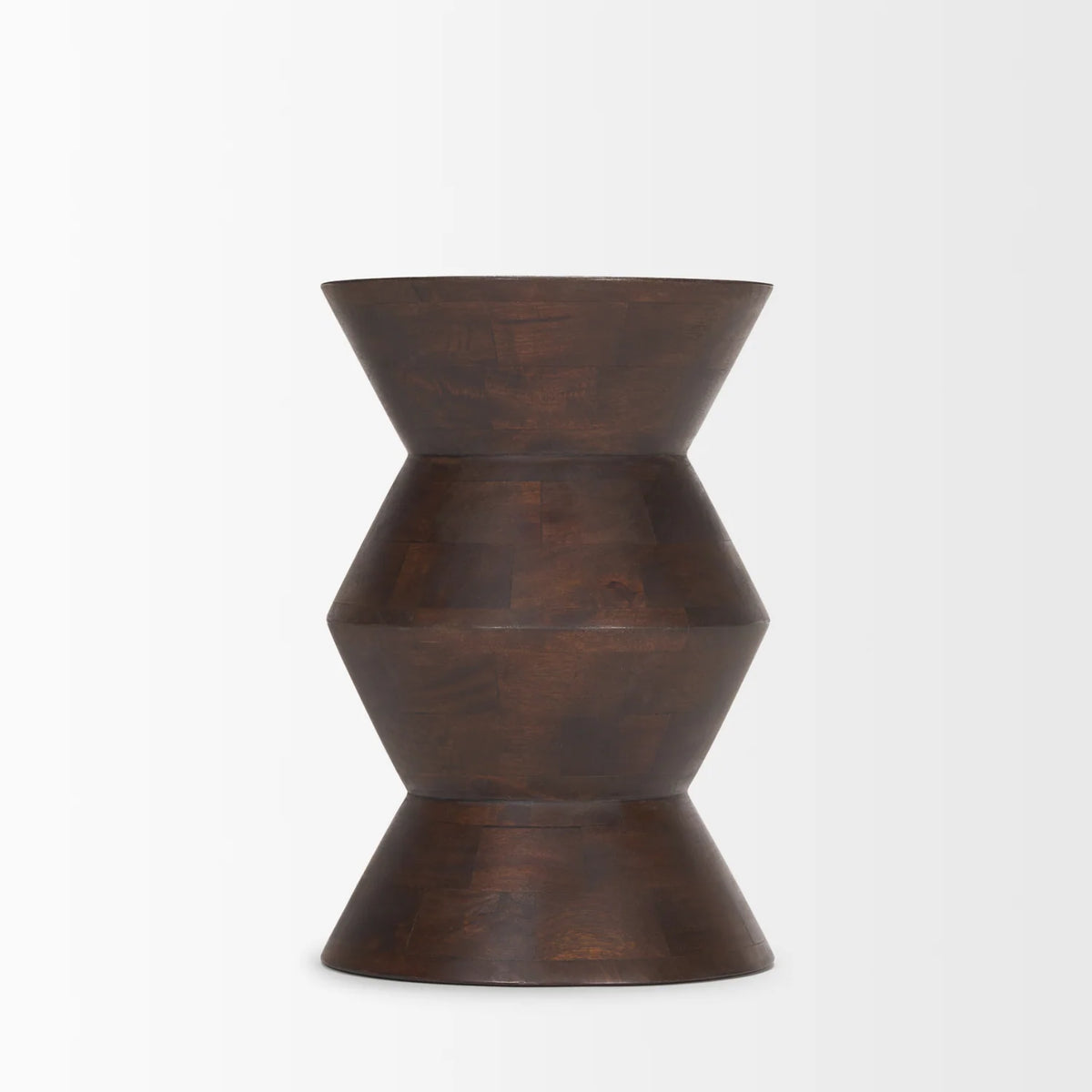 Table d'appoint bohème en manguier avec motifs géométriques | Brun foncé