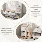GDFStudio - Meuble d'entrée multifonctionnel Finn avec banc à chaussures, panneau perforé et grand espace de rangement