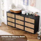 Commode en rotin pour la chambre, meubles à tiroirs grande capacité pour le rangement, adaptés au salon, à l'entrée et à la chambre d'enfant.