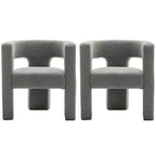 Ensemble de 2 fauteuils rembourrés en tissu bouclette à accoudoirs carrés de 71 cm de large - Kinwell
