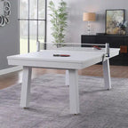 Table de billard Norwalk 2,13 m en ardoise, intérieure/extérieure, ensemble de salle à manger 6 places avec 4 bancs et accessoires, finition blanche