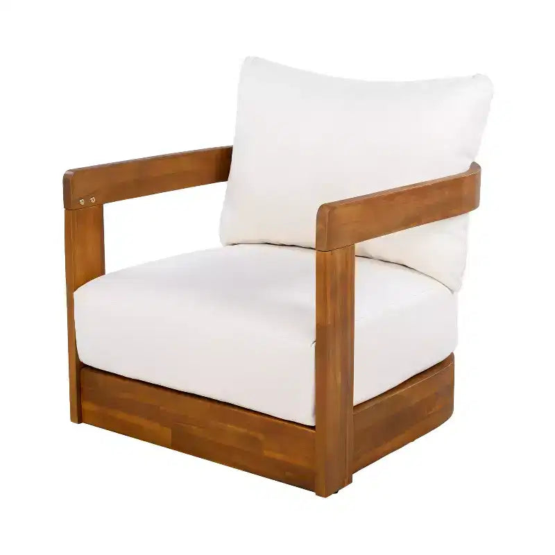 Lot de 2 fauteuils de jardin de luxe en bois d'acacia avec design incurvé, coussins résistants à l'eau