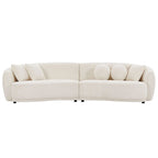 Canapé d'angle incurvé profond, tissu bouclé avec 5 coussins décoratifs