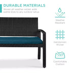 Banc de jardin en osier d'extérieur 2 places Best Choice Products avec coussin, capacité de 317 kg