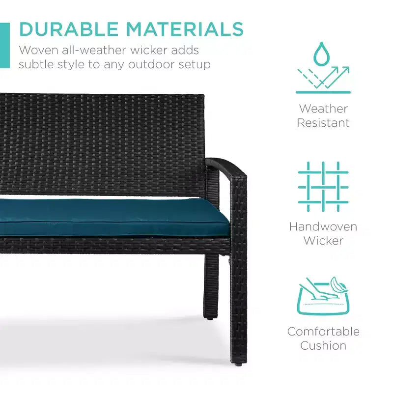 Banc de jardin en osier d'extérieur 2 places Best Choice Products avec coussin, capacité de 317 kg