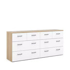 Tvilum, Commode double à 8 tiroirs chêne structure/blanc