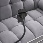 Canapé convertible 2 places en velours 55 avec lit gigogne, dossier inclinable, poches latérales et support de téléphone