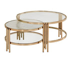 Table basse en verre texturé finition champagne doré avec étagère Bruges par iNSPIRE Q Bold