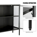 Meuble élégant à 4 portes en verre trempé, 4 portes en verre, étagère réglable