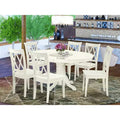 Ensemble de salle à manger 7 pièces HomeStock, table ovale et 6 chaises, blanc lin, style moderne