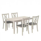 Chaises de salle à manger rustiques en bois VECELO, chaises de cuisine en bois d'hévéa avec siège rembourré et dossier creux élégant, gris