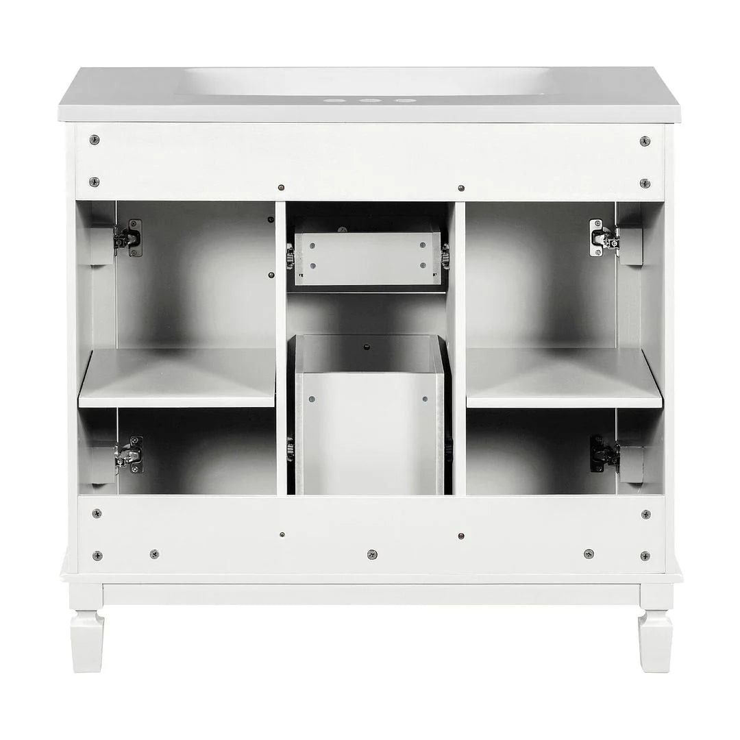 Meuble-lavabo moderne de 36 po avec vasque et armoire à miroir, 2 portes et 2 tiroirs