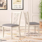 Chaises de salle à manger rustiques en bois VECELO, chaises de cuisine en bois d'hévéa avec siège rembourré et dossier creux élégant, gris