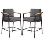 Tabourets de bar modernes Spruce&Spring avec accoudoirs et piètement en métal, lot de 2