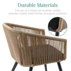 Lot de 2 chaises de salle à manger d'extérieur Best Choice Products, en osier tressé, capacité de 113 kg