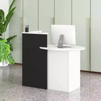 Costway Comptoir de Réception Bureau de Caisse avec Étagère Ouverte et Tiroir Verrouillable Blanc/Marron/Noir