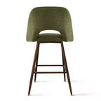Lot de 3 tabourets de bar de hauteur comptoir du milieu du siècle, chaises d'îlot de cuisine rembourrées de 26 po avec pieds en métal finition noyer - Panipeachy