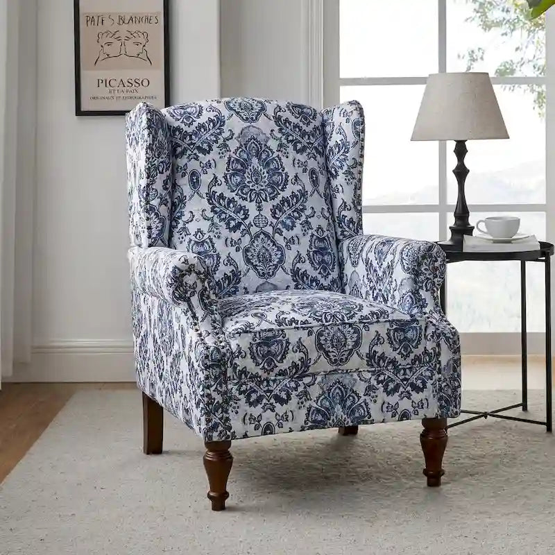 Fauteuil traditionnel à oreilles Gott avec pieds en bois massif par HULALA HOME