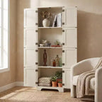 Armoire de rangement haute autoportante blanche 72,4 po – 8 portes et 4 étagères