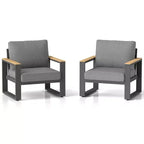 Fauteuil d'extérieur en aluminium Heynemo, 2 pièces, fauteuil simple en métal toutes saisons pour patio, ensemble de conversation pour porche, jardin et arrière-cour