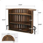 Mini-bar de rangement 4 niveaux en forme d'arc, table de bar à la maison rustique moderne avec repose-pieds et construction en MDF