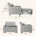 Canapé-lit convertible 3-en-1, Canapé-chaise dépliable, Lit pliant convertible pour salon