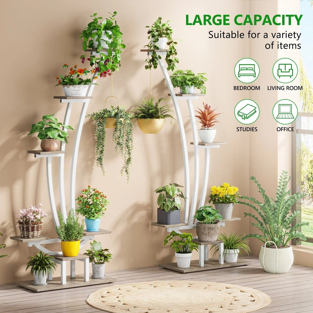 Étagère à plantes d'intérieur, porte-fleurs à 6 niveaux pour jardin - Lot de 2