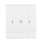 Armoire 4 portes en bois avec tringle, 1 tiroir et étagères de rangement