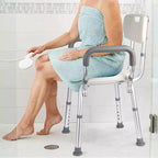 Chaise de douche en U avec dossier, hauteur réglable, chaise de douche d'une capacité de 158 kg pour personnes âgées et handicapées