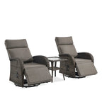 Pocassy 3 PCS Fauteuil inclinable d'extérieur polyvalent avec table d'appoint Coussin gris