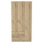 Armoire 3 portes FM Furniture Eureka avec 2 tiroirs, étagères intérieures et tringle