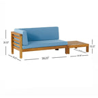 Causeuse d'extérieur Oana en bois d'acacia avec accoudoir gauche et table basse avec coussin par Christopher Knight Home